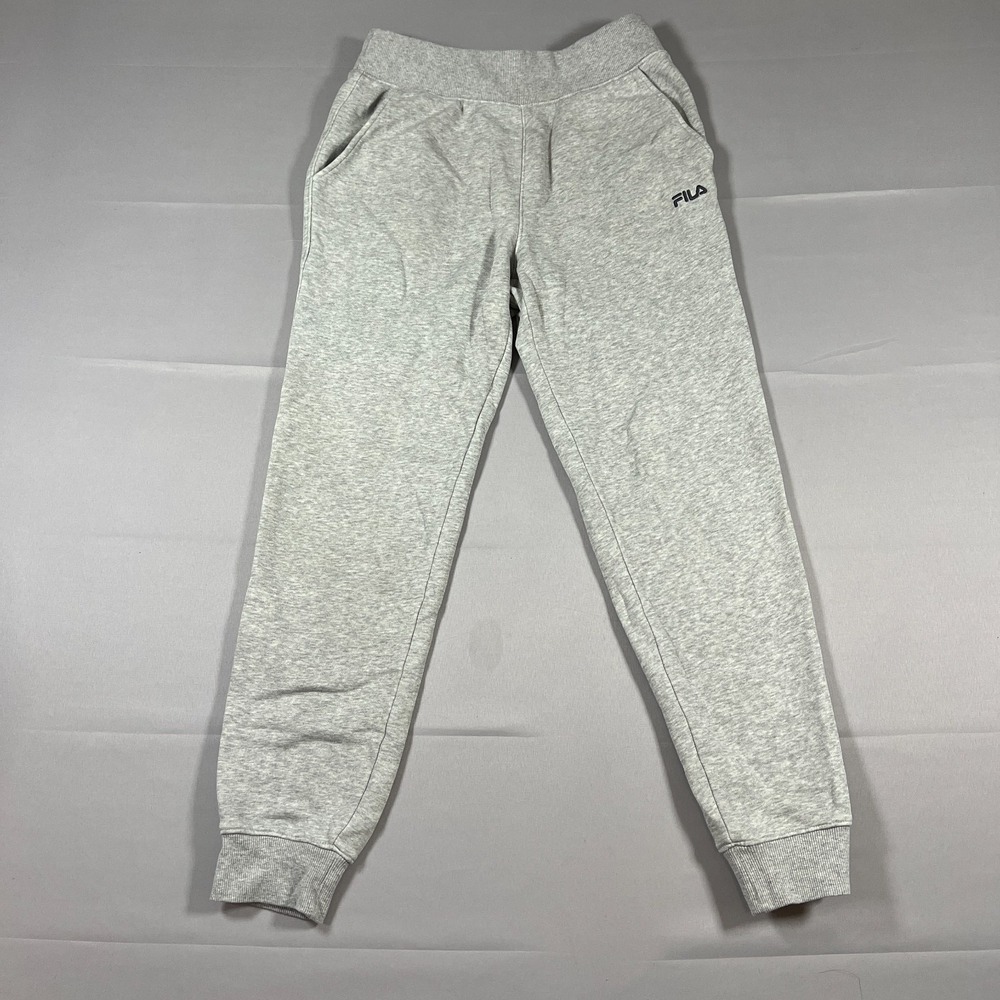 Fila Sweat Jogger Pants Womens Small Heathered Gray Drawstring Waist Tapered Leg
